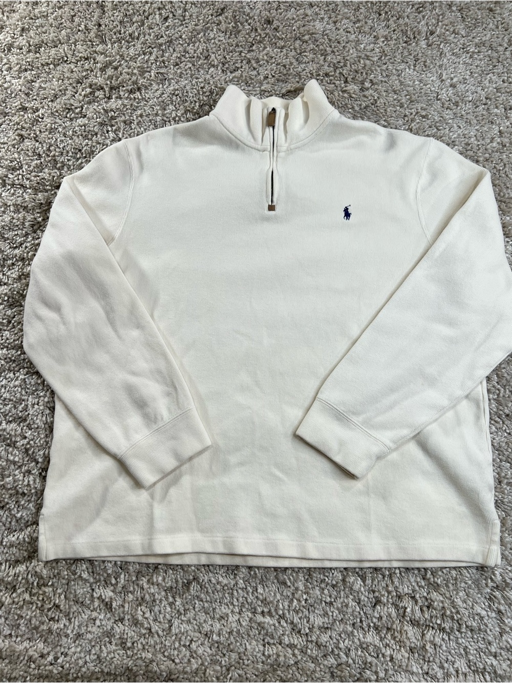 Polo by Ralph Lauren Men’s Cream Half-Zip Sweater with Navy Pony XL